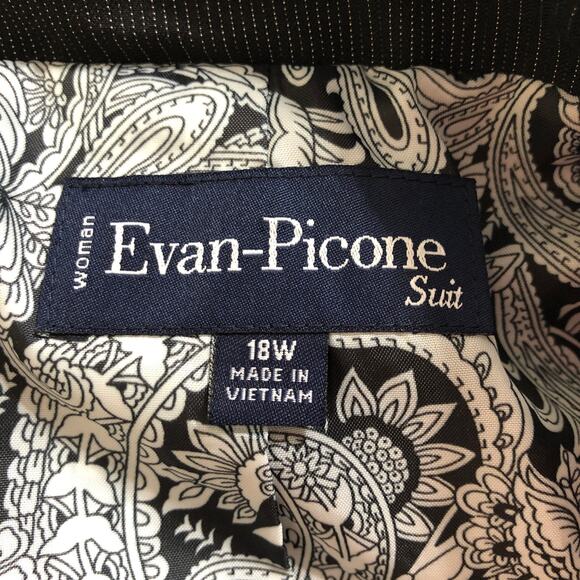Evan Picone 18W Pinstriped Double Flap Pockets Notched Lapel Suit Jacket Blazer - Picture 4 of 10